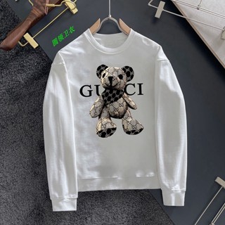 เสื้อกันหนาวแขนยาวลําลอง ผ้าฝ้ายแท้ พิมพ์ลาย Bear GU สไตล์เกาหลี สําหรับผู้ชาย และผู้หญิง