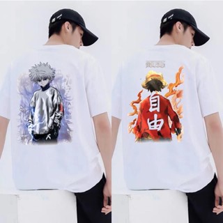 เสื้อยืด Anime white T shirt One Piece Design Unisex Casual Graphic Tees trendy oversize_46
