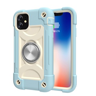 Shockproof Phone Case For iPhone 12 Mini 12 Pro Max 13 Mini 13 Pro Max 14 Pro Max 14 Plus Drop-proof 360 Rotating Metal Double Ring Stand Rugged Phone Case Cover