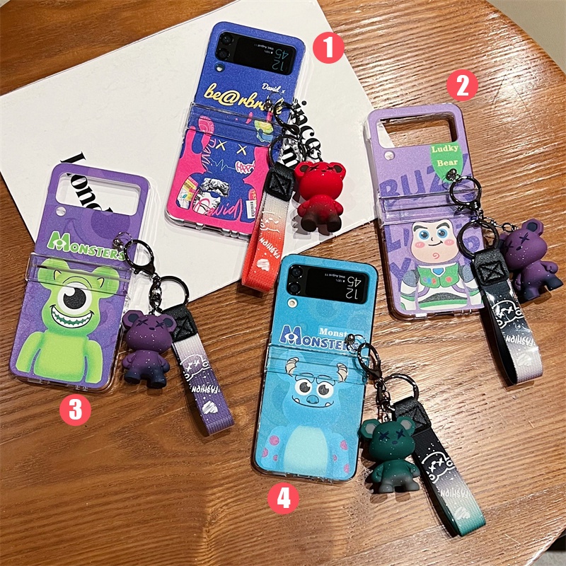 PC Hard สําหรับ Samsung Galaxy Z Flip7 FE 6 5 4 3 5G สีสัน Monster จี้ Anti-fall Full Encirclement ป้องกันปลอกสําหรับ Galaxy Z ฝาครอบ