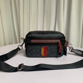 COACH 768 กระเป๋าสะพายข้าง ผู้ชาย ธุรกิจลำลอง กระเป๋ากล้อง หนังแท้ ซิป mens camera bag Shoulder Bags Crossbody Bags