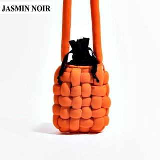 Jasmin NOIR กระเป๋าสะพายไหล่ ทรงบักเก็ต แบบสาน เรียบง่าย สําหรับผู้หญิง