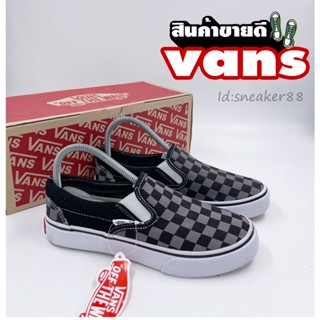 sale50%🔥[2Sneaker] รองเท้าvans slip on งานสวม  : ลายสก๊อตสีดำ premium ราคาถูก