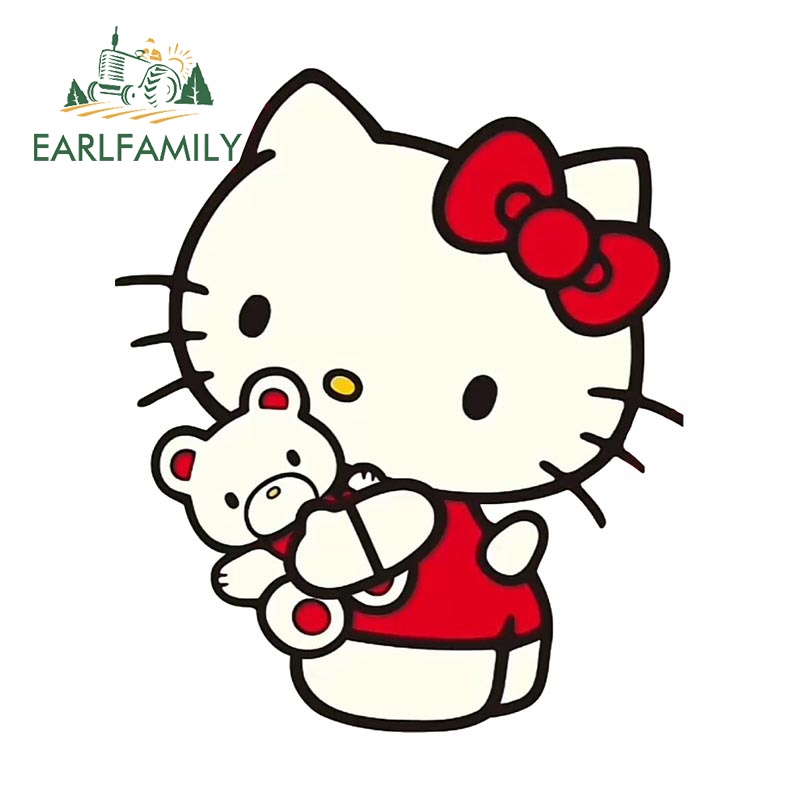 EARLFAMILY 13 ซม.x 11.1 ซม.Kittyรถสติกเกอร์ไวนิลกันน้ําDecalตู้เย็นประตูรถตู้เย็นกราฟิกรถสินค้า