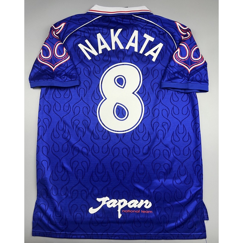 เสื้อบอล ย้อนยุค ทีมชาติ ญี่ปุ่น 1998 เหย้า ลายไฟ Retro Japan Home เบอร์ชื่อ 8 NAKATA เรโทร คลาสสิค