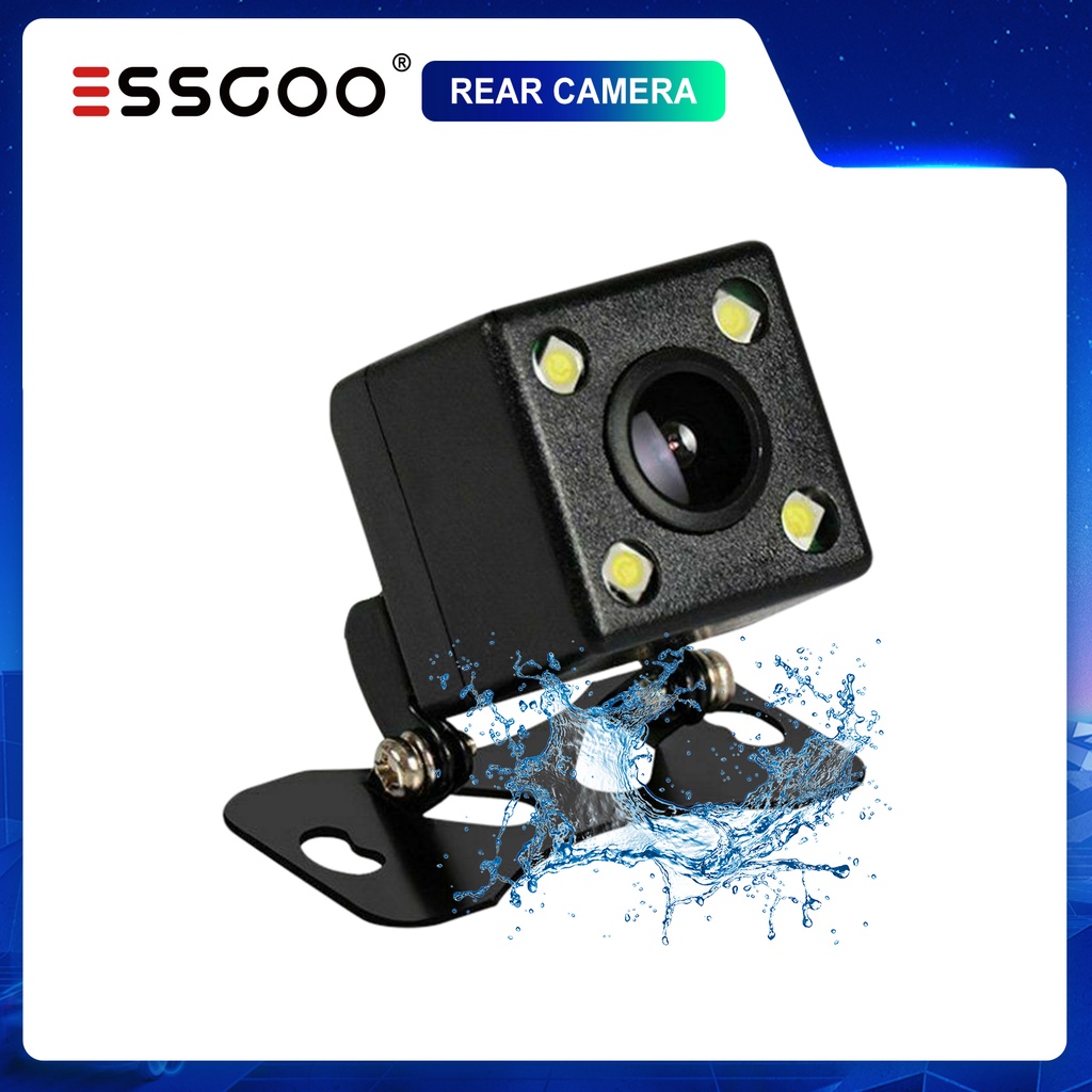 Essgoo HD 4 LED มองเห็นกลางคืน มุมกว้าง 170° กล้องมองหลัง CCD HD กันน้ํา สําหรับรถยนต์