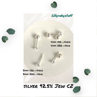 LLRB | จิวเงินแท้ 925 เพชรCZ ขนาด 3mm Piercing earring Sterling Silver925