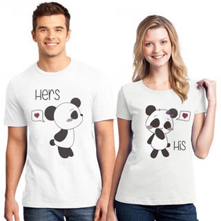 Kawaii Panda T-shirts for Women Men Summer Lover Paired T-shirts New Arrival White Tshirt Korean Clothes Couple T S_02