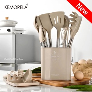 KEMORELA ชุดครัว 13 ชิ้น+ถัง ซิลิโคน ทนความร้อน เครื่องครัว ทัพพี ตะหลิว Kitchen set กระบวย ตะหลิว ทัพพีตักข้าว ที่ตัก ที่คีบซิลิโคน ตะหลิว ชุดทัพพี ซิลิโคน