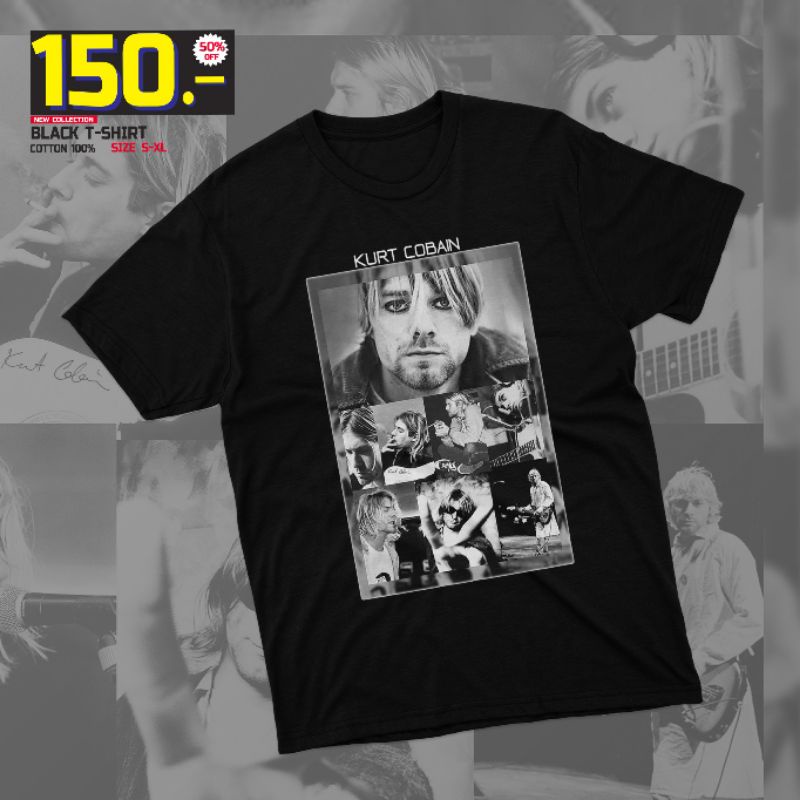 เสื้อยืด ลาย KURT COBAIN Cottottonแท้100%