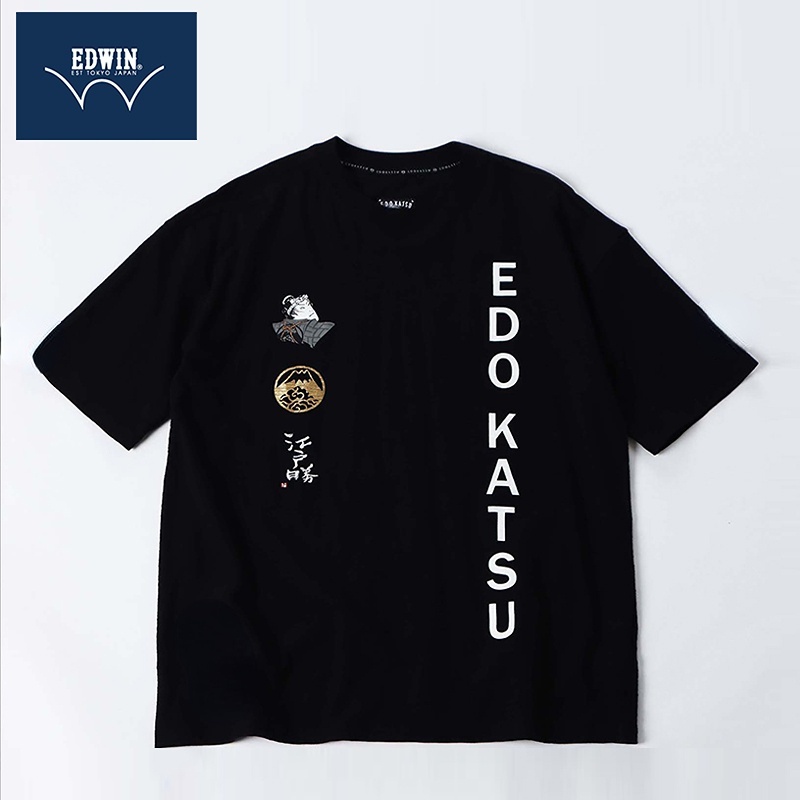 EDWIN EDWIN เสื้อยืดแขนสั้นพิมพ์ลายแฟชั่นสําหรับผู้ชายฤดูร้อนสไตล์ใหม่