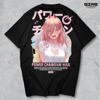 Gzrs เสื้อยืด ลาย POWER Chainsaw Man สีดํา