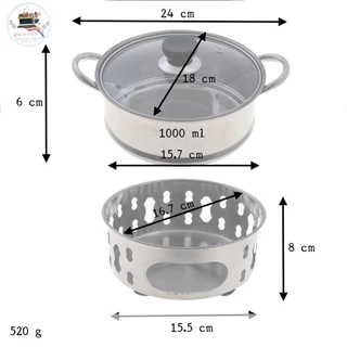 หม้อจิ้มจุ่ม หม้อชาบู ขนาด 16 ซม. หม้อต้มยำ หม้ออุ่นอาหาร ฝาแก้ว K416(24)095