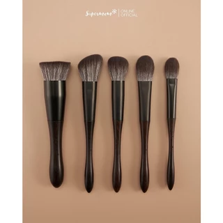 SUPERMOM l Sandalwood series set (ชุดแปรงแต่งหน้า ขนสังเคราะห์เกรดพรีเมี่ยม ด้ามไม้แซนดัลวูด จำนวน 15 ด้าม)
