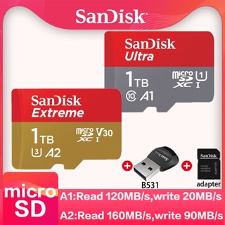 Sandisk Extreme การ์ดหน่วยความจํา Micro SD A2 V30 TF 1TB 512GB 256GB 400GB 128GB 64GB Ultra A1 U1 C10 32GB สําหรับโดรน 4K DJI