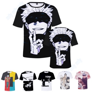 เสื้อยืดแขนสั้นลําลอง พิมพ์ลายอนิเมะ Jujutsu Kaisen Gojo Satoru สําหรับผู้ชาย วัยรุ่น