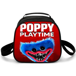 กระเป๋าใส่กล่องอาหารกลางวัน มีฉนวนกันความร้อน ลายการ์ตูนอนิเมะ Poppy Playtime สําหรับเด็กนักเรียนผู้ชาย และเด็กผู้หญิง