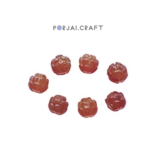 Carnelian lotus bead ลูกปัดดอกบัวคาร์เนเลี่ยน 9mm