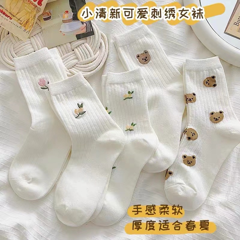 (ส่งจากไทย ราคาต่อ1คู่) w.170 ถุงเท้า ข้อกลาง แฟชั่น