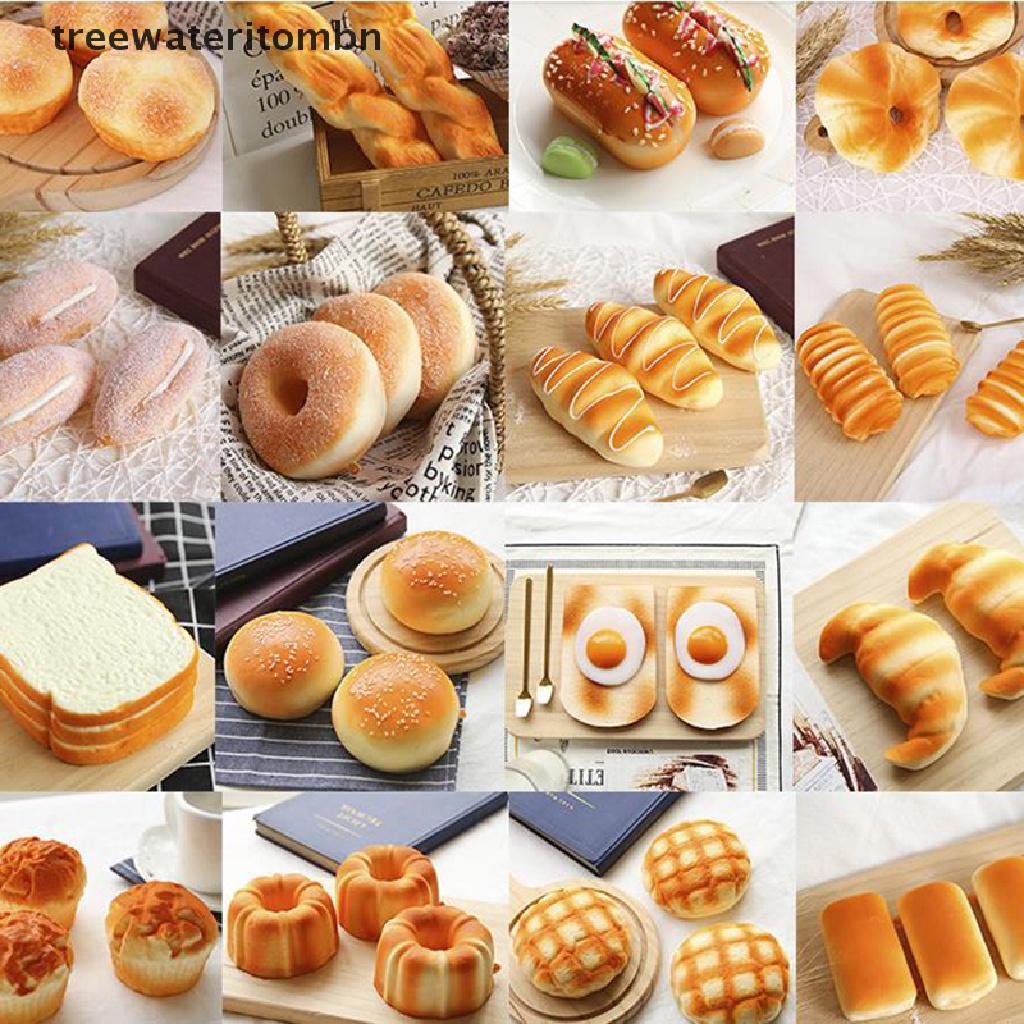 (Tt) 1 ชิ้นจําลองขนมปัง Toast Donuts ช้า Rising Squeeze ของเล่นบรรเทาความเครียด treewateritombn