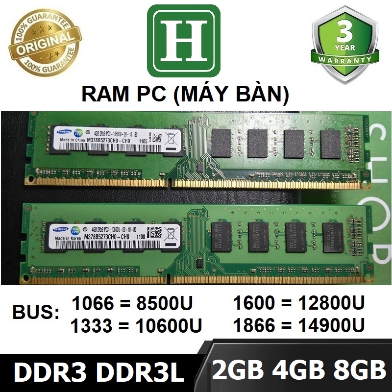 2gb, 4GB, 8GB DDR3 (PC3🏠 / DDR3L (PC3L ) RAM BUS 106, 1333,1600, 1866 36 เดือน
