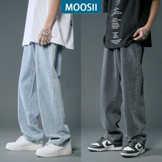 Moosii 🚀พร้อมส่ง🚀กางเกงยีนส์ขายาวผู้ชาย กางเกงทรงกระบอก สไตล์วินเทจ Jeans กางเกงยีนส์สไตล์เกาหลี ทรงหลวม