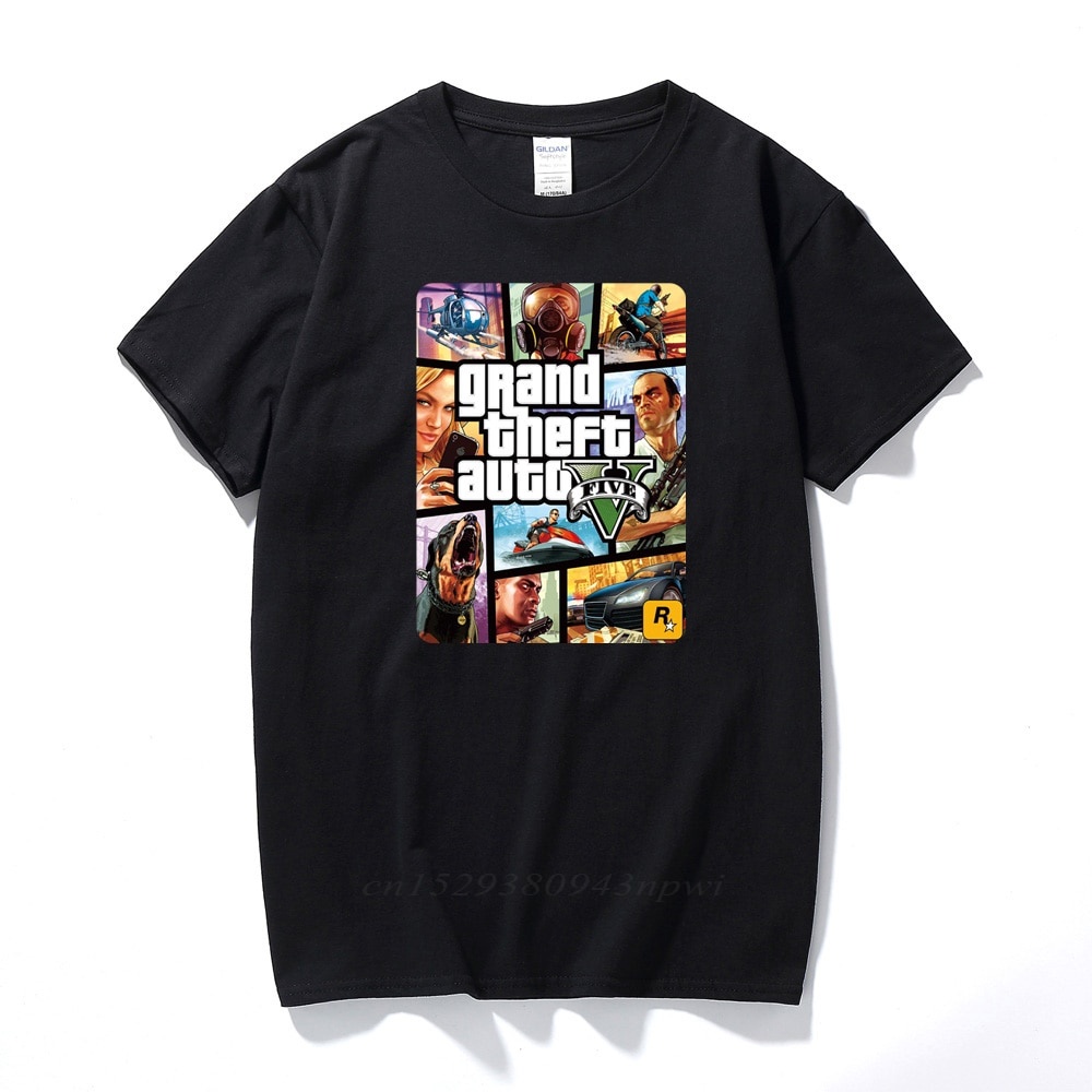 Grand Theft Auto Game GTA 5 Summer T Shirts Cool and GTA5 Men T Shirt Colorful Print T-shirt in Couples Tee Shirt F_09