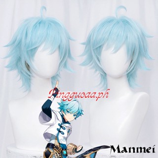 Manmei Genshin Impact Chongyun Cosplay Wig Chong Yun Short Synthetic Hair Halloween Wigs