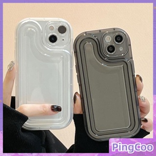 PingCoo - Simple Case For iPhone 14 13 12 11 Plus Pro Max XR TPU Soft Clear Case Glossy Black White Airbag Camera Protection Shockproof Back Cover