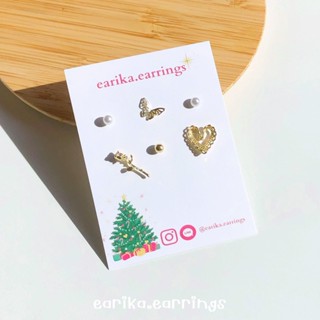 (กรอกโค้ด GG24P ลด 65.-) earika.earrings - gold fairy tale set เซ็ตต่างหูก้านเงินแท้ชุบทอง ผิวแพ้ง่ายใส่ได้