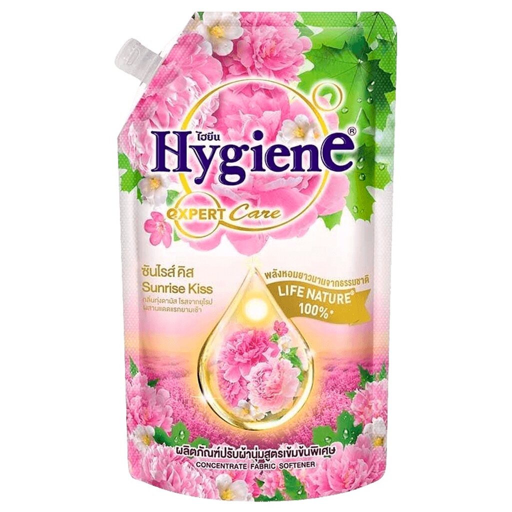 LeeMart น้ำยาปรับผ้านุ่ม ไฮยีน Hygiene Expert Care 480ML ปรับผ้านุ่ม ไฮยีน สูตร ซันไรส์คิส สีชมพู ขน
