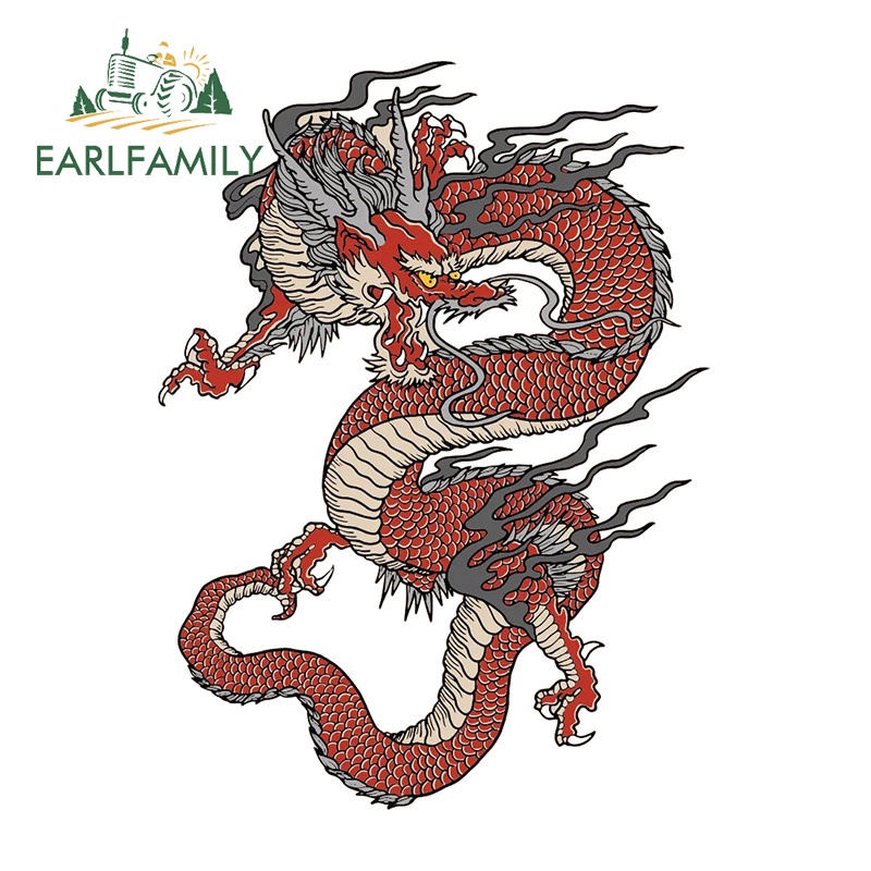 Earlfamily สติกเกอร์ไวนิล ป้องกันรอยขีดข่วน ลายการ์ตูนมังกรญี่ปุ่น ขนาด 13 ซม. x 9.6 ซม. สําหรับ Audi