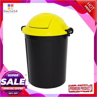 DUSTBIN ถังขยะกลมฝาสวิง ME LIVING DUST 62 ลิตร สีดำฝาเหลืองDUSTBIN ME LIVING 62L BLACK/YELLOW