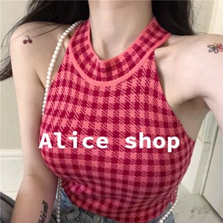 Alice  เสื้อกล้าม เสื้อโชว์หลัง เสื้อครอปแฟชั่น 2023 ใหม่  Chic Korean Style สบาย Stylish A20K07A 36Z230909