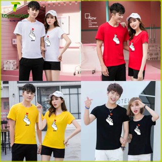 เสื้อยืดคู่รัก couple t shirt เสื้อคู่ลาย เสื้อยืดแขนสั้น คอกลม พิมพ์ลายหัวใจ พลัสไซซ์ แฟชั่นฤดูร้อน สําหรับผู้หญิง_05