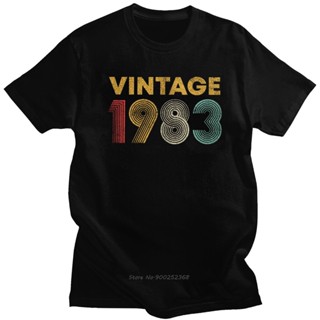 เสื้อยืดคอกลม แขนสั้น ผ้าฝ้าย พิมพ์ลาย Born In 1983 1983 37th 1983 สไตล์วินเทจ เรโทร แฟชั่นฤดูร้อน สําหรับผู้ชาย