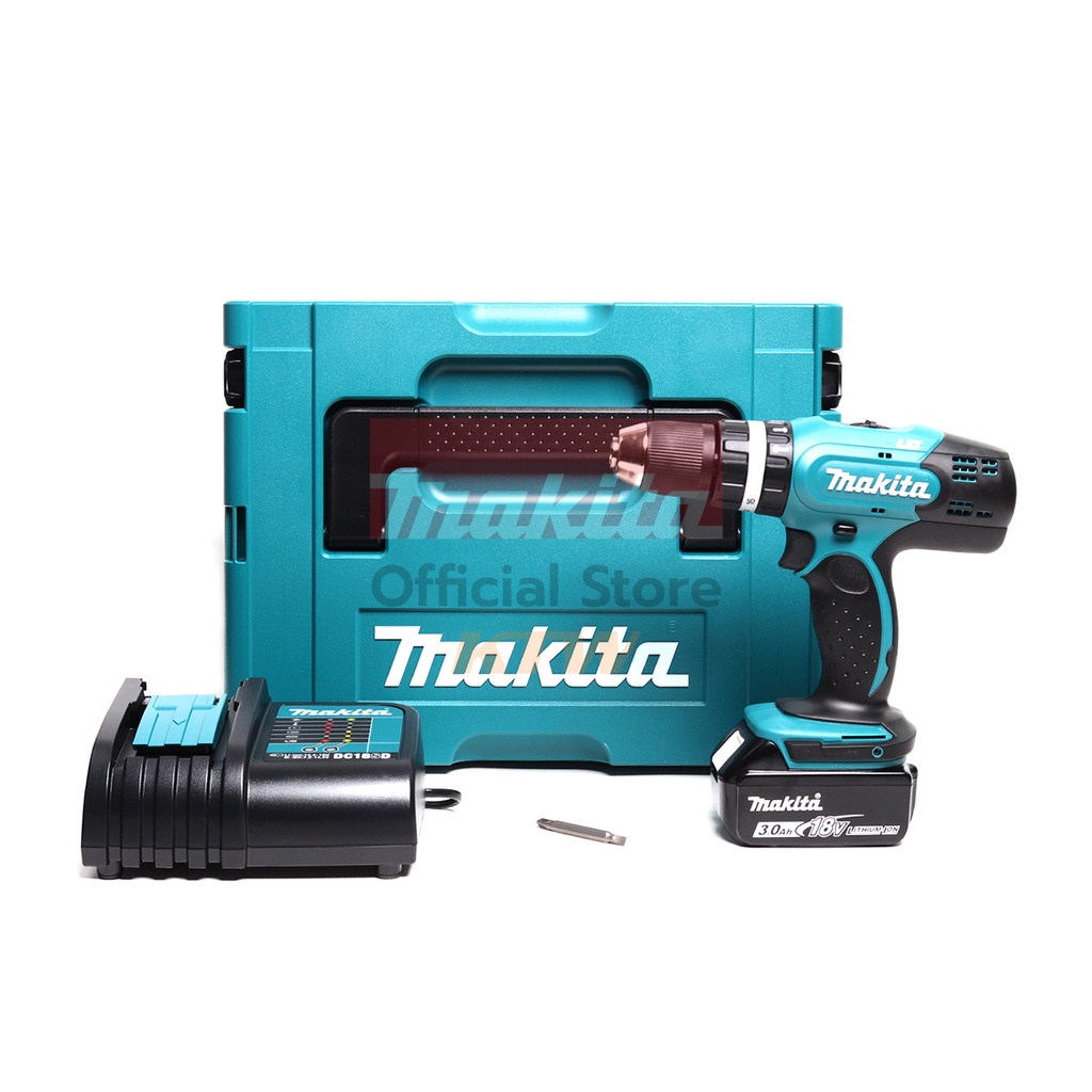 MAKITA สว่านกระแทกไร้สาย 18 โวลต์ 1/2 นิ้ว รุ่น DHP453SF1J แรงบิดหมุน 38 นิวตันเมตร รวมแบตเตอรี่-แท่นชาร์จ (มากีต้า)