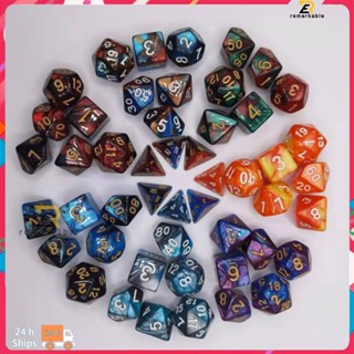 Ready Stock Transparent Flash Point Multi-Faceted Dice Set Table Game Running Group Seven Sets Of Digital Dice Game Dice Combination