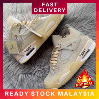 Jordan 4 Off White รองเท้าผ้าใบลําลอง พรีเมี่ยม สีขาว Air Jordan 4 White MCH