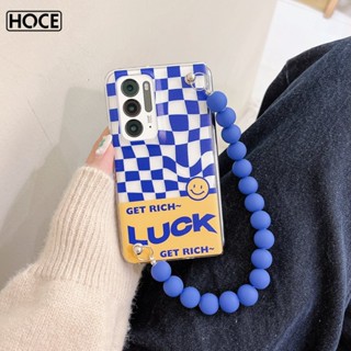 Hoce เคสโทรศัพท์มือถือแบบใส กันกระแทก ลายตารางหมากรุก พร้อมสายโซ่คล้องมือ สําหรับ OPPO Find N2 FindN2