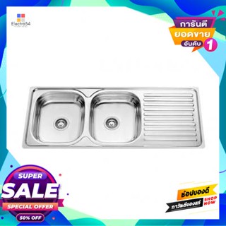 Sink อ่างล้างจานฝัง 2 หลุม 1 ที่พัก Zagio รุ่น Ld12050 ขนาด 120 X 50 X 16 ซม. สีสเตนเลสembedded Sink 2 Holes 1 Bed Zagio