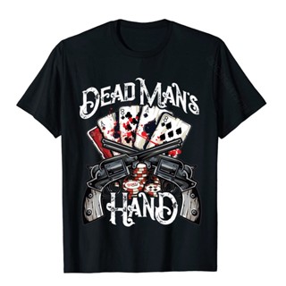 เสื้อยืดผ้าฝ้าย แขนสั้น พิมพ์ลาย Dead Mans Hand Aces Eights Poker สําหรับผู้ชาย OPolig75IDgnji68_07