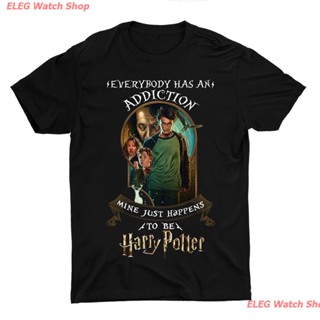 เสื้อยืดลำลอง เสื้อยืดพิมพ์ลาย Everybody Has An Addiction Harry Potter Fan สําหรับผู้ชายสีดํา Popular T-shirts_07