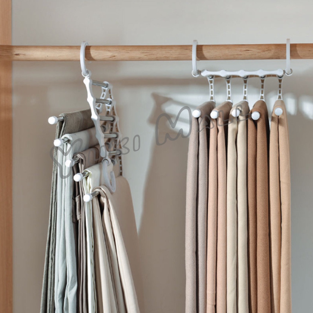 Yuki สแตนเลส ที่แขวนกางเกง  ที่เก็บของในตู้เสื้อผ้า  Foldable stretch pants rack
