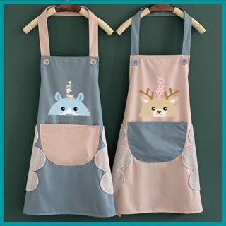 ปลีก/ส่ง ผ้ากันเปื้อนกันน้ำสองชั้นเช็ดมือได้ ผ้ากันเปื้อนทําอาหาร Cooking Apron มีสไตล์ลายการ์ตูนน่ารัก G0316