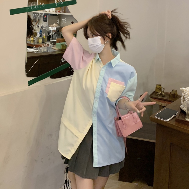 Rommers เสื้อเชิ้ตแขนสั้นลําลอง ทรงหลวม เข้ากับทุกการแต่งกาย แฟชั่นฤดูร้อน สไตล์เกาหลี สําหรับผู้หญิง