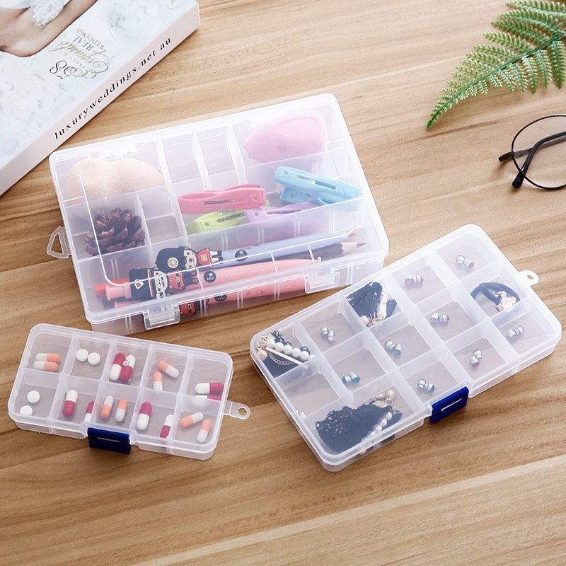 กล่องเก็บเครื่องประดับ แบบใส สามารถปรับได้ มี 10 ช่อง 15 ช่อง 24 ช่อง