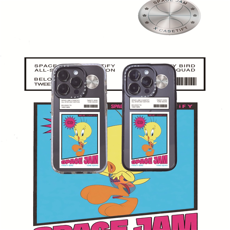 Casetify X SPACE JAM TWEETY BIRD เคสอะคริลิค TPU ใส ขอบสีดํา สีขาว พร้อมกล่องโลโก้ สําหรับ Apple IPhone 11 12 13 14 Pro Max
