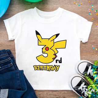 Pokemon 2-8th Birthday T Shirt Boys Girls Pikachu Birthday Shirts Pikachu Birthday Party Brother Sister T-shirts S_07