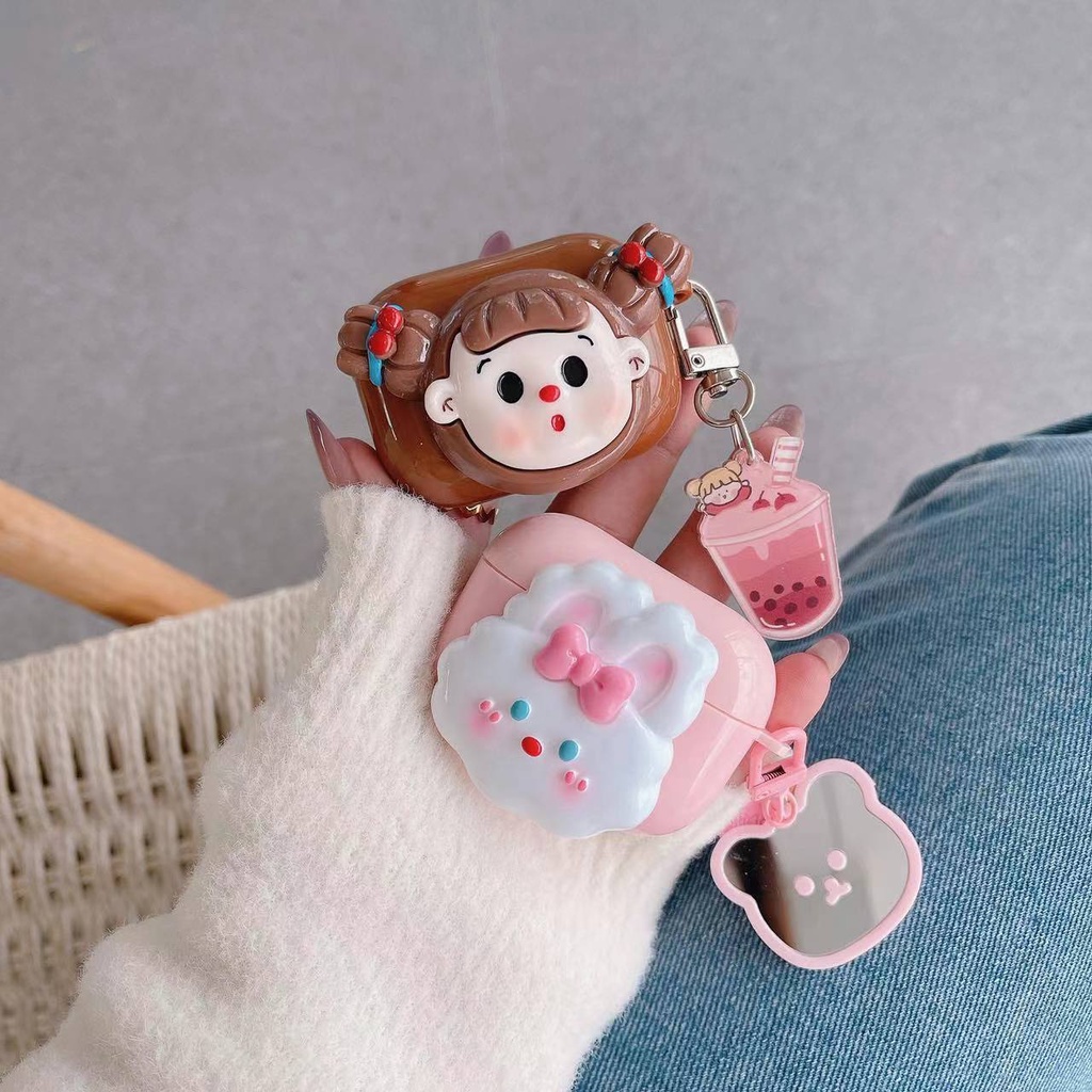 Ins กระต่ายน่ารัก Baseus W04 รุ่นหูฟัง M2 บลูทูธ Baseus E3 Sheath E8/W12/E9/WM02 นุ่ม 01